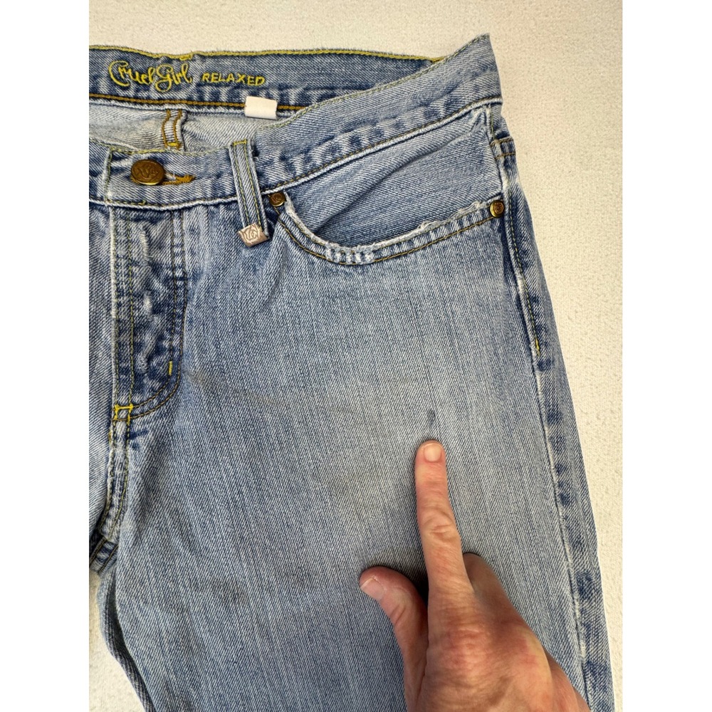 Cruel Girl Relaxed Jeans Womens 07 Long Light Wash Denim Button Fly CB56852001 - Picture 14 of 16